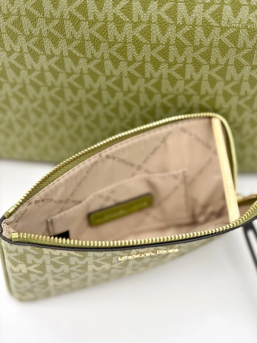 Michael Kors Olive Signature Tote with Wristlet